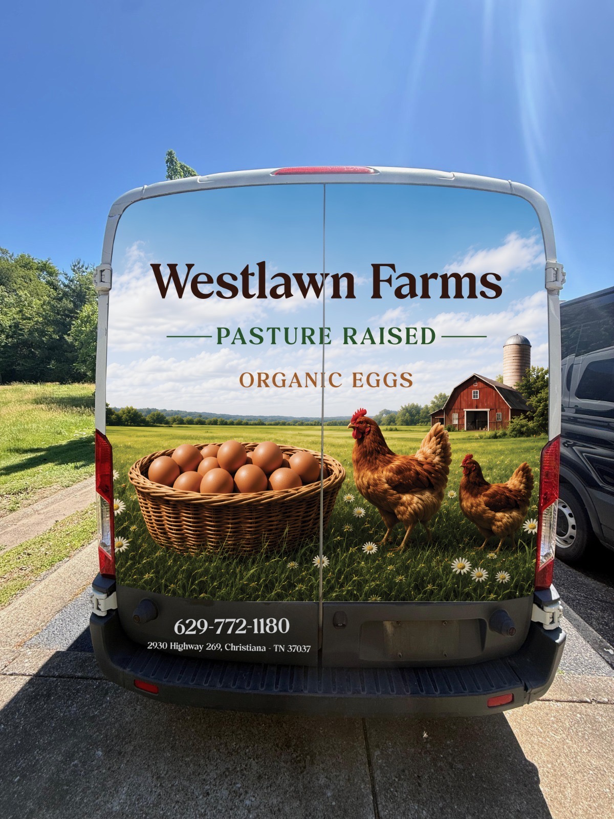 Westlawn Farms delivery van — rear view